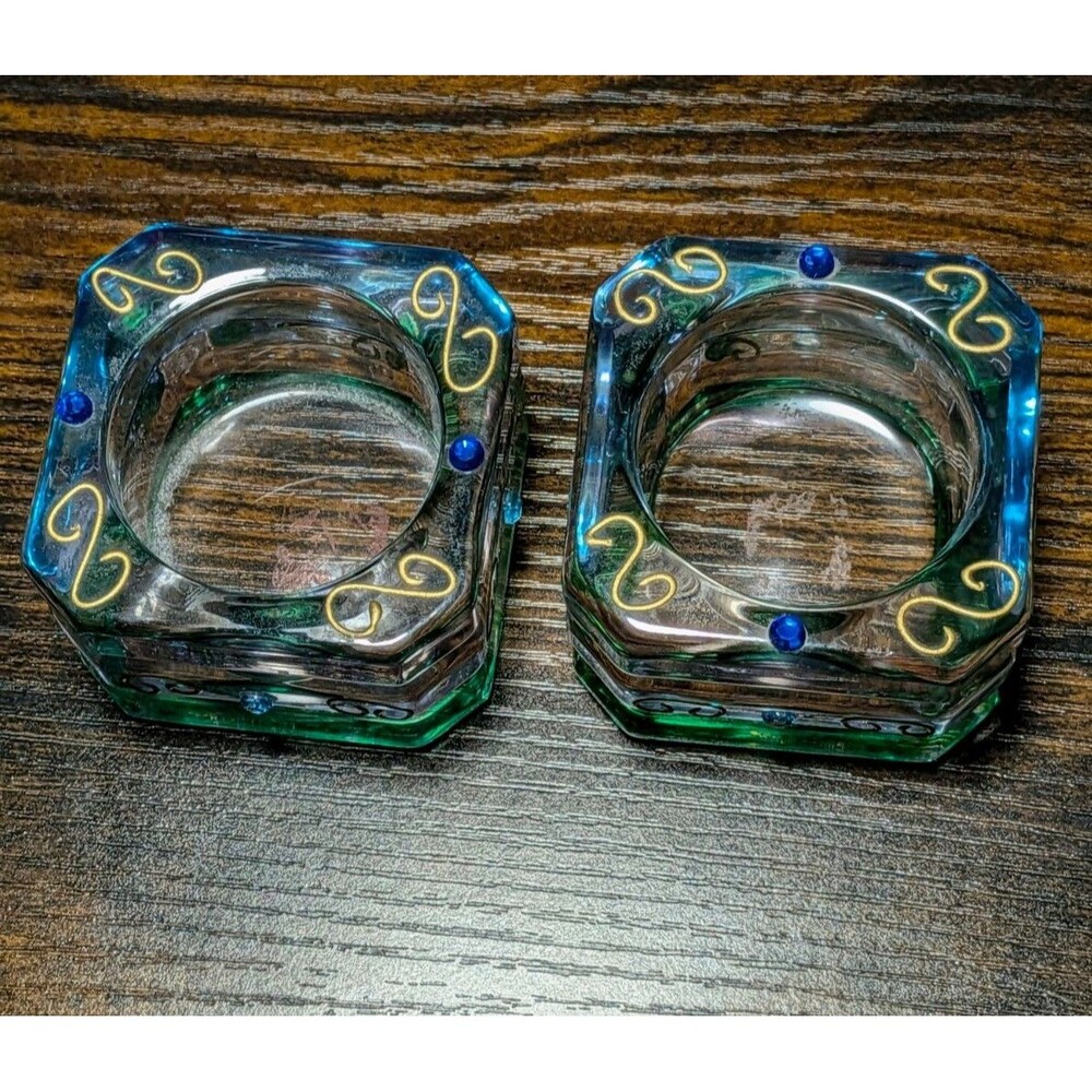 Vintage Retired Partylite Mardi Gras Candle Votive Tea light Holders Set Spring - Picture 5 of 6